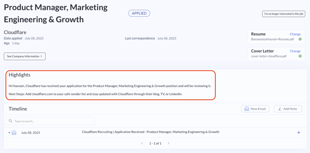 GigHQ.ai - Job Application Highlights